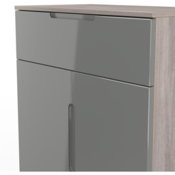 Crowndale Milan 2 Door Single Drawer Grey Gloss and Grey Oak Sideboard Ready Assembled - Size: 79 x 74 x 39cm - Grey Gloss & Grey Oak - Wilko - thumbnail 5