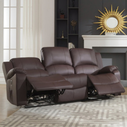 Glendale 3 Seater Brown Bonded Leather Electric Recliner Sofa - Artemis Home - Wilko - thumbnail 3