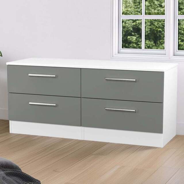 Crowndale Contrast 4 Drawer Dusk Grey and White Bed Box Ready Assembled - Size: 51 x 110 x 39cm - Dusk Grey & White - Wilko - image 1