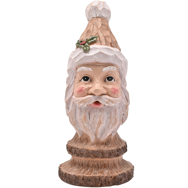 The Seasonal Gift Co. Carved Santa Claus Bust Wood Effect Christmas Decoration - Size: 26.5 x 11.5 x 11.5cm - Brown - Wilko - image 1
