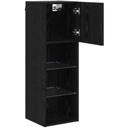 vidaXL Single Door 3 Shelf Black Oak Wall Mounted LED TV Unit - Size: 90 x 40.5 x 30cm - Wilko - thumbnail 6
