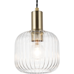 Cosylyte Clayton Brushed Brass Ribbed Glass 3 Light Bar Pendant Light - Size: 64 x 26 x 21cm - Gold - Wilko - thumbnail 6