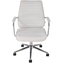 Living and Home White Chenille Swivel and Adjustable High Back Retro Office Chair - Size: 106 x 69 x 51cm - Wilko - thumbnail 4