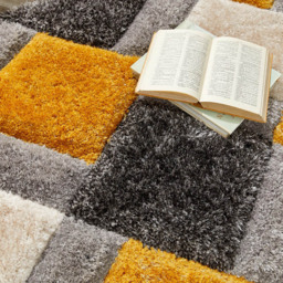 Origins Ochre 3D Geo Shaggy Carved Rug 120 x 170cm - Gold - Origins Rugs - Wilko - thumbnail 4