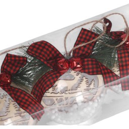 Set of 3 Snow Filled Scandi Baubles Natural - Santa's Chalet - Wilko - thumbnail 5