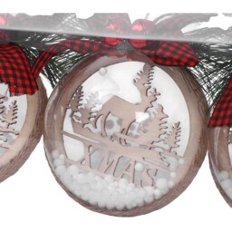 Set of 3 Snow Filled Scandi Baubles Natural - Santa's Chalet - Wilko - thumbnail 4