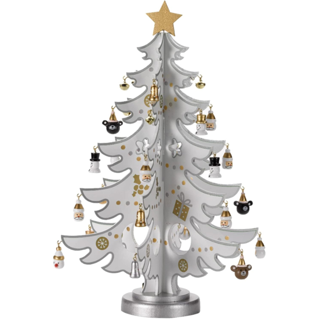 Marco Paul Silver and White Wooden Christmas Tree - Size: 20 x 30 x 10cm - Wilko - image 1