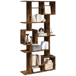vidaXL 9 Shelf Smoked Oak Bookcase - Size: 188 x 29 x 92cm - Brown - Wilko - thumbnail 5