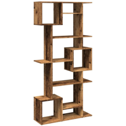vidaXL 9 Shelf Smoked Oak Bookcase - Size: 188 x 29 x 92cm - Brown - Wilko - thumbnail 4