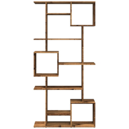 vidaXL 9 Shelf Smoked Oak Bookcase - Size: 188 x 29 x 92cm - Brown - Wilko - thumbnail 6