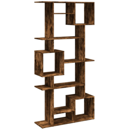 vidaXL 9 Shelf Smoked Oak Bookcase - Size: 188 x 29 x 92cm - Brown - Wilko - thumbnail 3