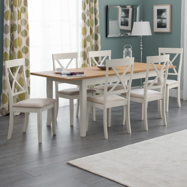 Julian Bowen Davenport 6 Seater Extending Dining Set Oak and Ivory - White - Wilko - image 1