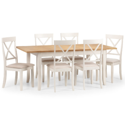Julian Bowen Davenport 6 Seater Extending Dining Set Oak and Ivory - White - Wilko - thumbnail 4