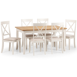 Julian Bowen Davenport 6 Seater Extending Dining Set Oak and Ivory - White - Wilko - thumbnail 3