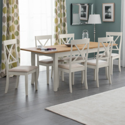 Julian Bowen Davenport 6 Seater Extending Dining Set Oak and Ivory - White - Wilko