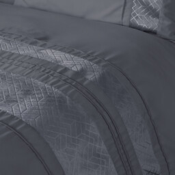 My Home Double Charcoal Geo Velvet Stripe Duvet Cover and Pillowcase Set - Grey - Wilko - thumbnail 3