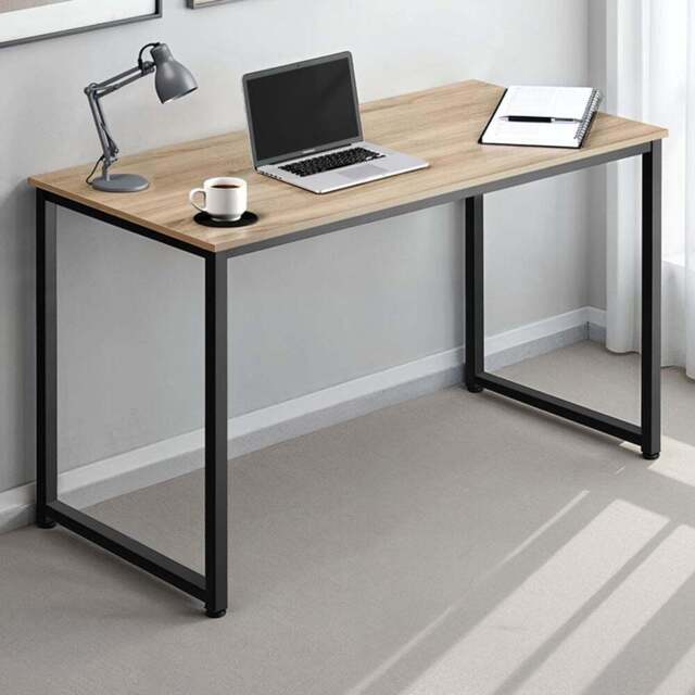 Tectake Flint Wood Light Study Desk Oak Sonoma 140cm - Size: 76.5 x 140 x 59cm - Brown - Wilko - image 1