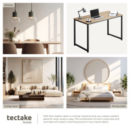 Tectake Flint Wood Light Study Desk Oak Sonoma 140cm - Size: 76.5 x 140 x 59cm - Brown - Wilko - thumbnail 6