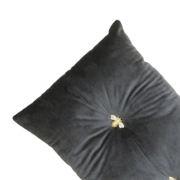 Paoletti Bumble Bee Charcoal Velvet Cushion - Size: 50 x 30cm - Grey - Wilko - thumbnail 3