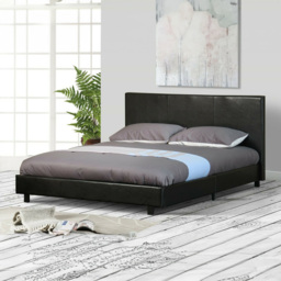 Brooklyn King Size Black Faux Leather Gas Lift Ottoman Bed - Wilko