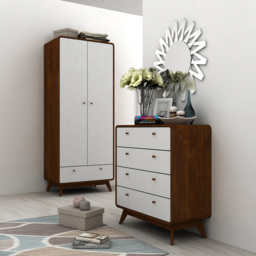 Loft24 Cassie 4 Drawer Walnut and White Chest of Drawers - Size: 88 x 80 x 39cm - Walnut/White - Wilko - thumbnail 7