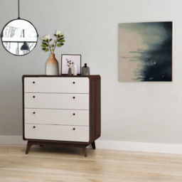Loft24 Cassie 4 Drawer Walnut and White Chest of Drawers - Size: 88 x 80 x 39cm - Walnut/White - Wilko - thumbnail 6