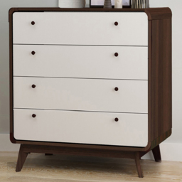 Loft24 Cassie 4 Drawer Walnut and White Chest of Drawers - Size: 88 x 80 x 39cm - Walnut/White - Wilko