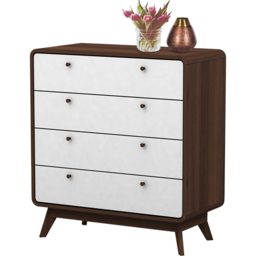 Loft24 Cassie 4 Drawer Walnut and White Chest of Drawers - Size: 88 x 80 x 39cm - Walnut/White - Wilko - thumbnail 5