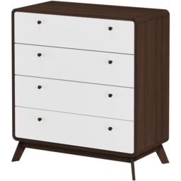 Loft24 Cassie 4 Drawer Walnut and White Chest of Drawers - Size: 88 x 80 x 39cm - Walnut/White - Wilko - thumbnail 3
