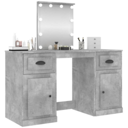 vidaXL 2 Door 2 Drawer Concrete Grey Dressing Table with LED Mirror - Size: 132.5 x 130 x 50cm - Wilko - thumbnail 5