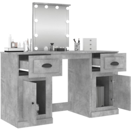 vidaXL 2 Door 2 Drawer Concrete Grey Dressing Table with LED Mirror - Size: 132.5 x 130 x 50cm - Wilko - thumbnail 6