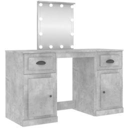 vidaXL 2 Door 2 Drawer Concrete Grey Dressing Table with LED Mirror - Size: 132.5 x 130 x 50cm - Wilko - thumbnail 3