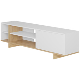 Decortie Stockton Single Door 4 Shelf White Oak TV Stand - Size: 44 x 160 x 35.6cm - Multi - Wilko - thumbnail 3