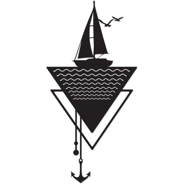 Decortie Black Minimalist Metal Modern Anchor Wall Art - Size: 64 x 32 x 0.3cm - Wilko - image 1