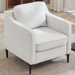 Living and Home Beige White Linen Sofa Chair - Size: Single - Wilko