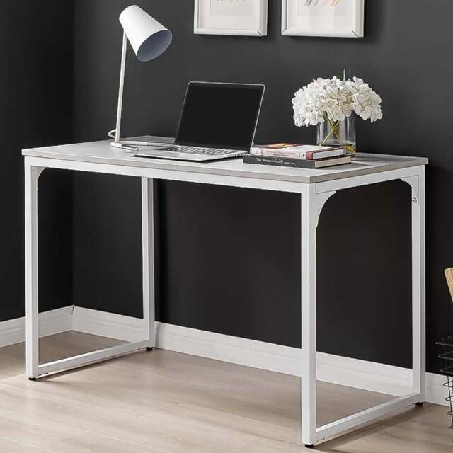 Furniturebox Cedric Desk Grey and White - Size: 120 x 60 x 75cm - Wilko