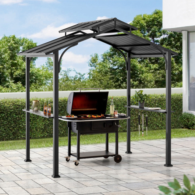 Sunjoy Hanscom 2.4 x 1.53cm Anthracite Steel Frame Gazebo - Size: 2.4 x 1.5m - Black - Wilko - image 1