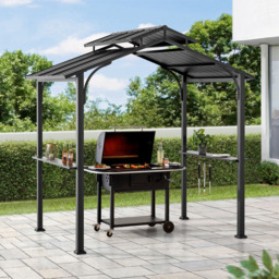 Sunjoy Hanscom 2.4 x 1.53cm Anthracite Steel Frame Gazebo - Size: 2.4 x 1.5m - Black - Wilko - thumbnail 1