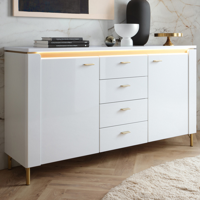 Furniture To Go Lazio 2 Door 4 Drawer Alpine White Sideboard - Wilko - image 1