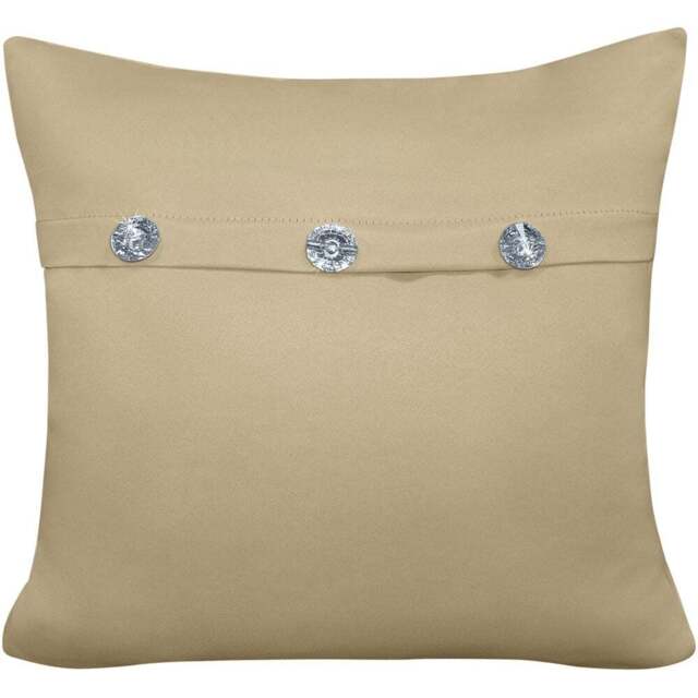 Velosso Mock Flap Diamante Stone Filled Cushion 43 x 43cm - Cream - Wilko - image 1