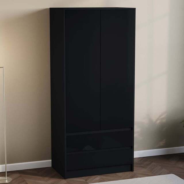 Vida Designs Glinton 2 Door 2 Drawer Black Wardrobe - Size: 2 Door, 2 Drawer - Wilko - image 1