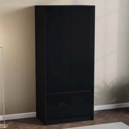 Vida Designs Glinton 2 Door 2 Drawer Black Wardrobe - Size: 2 Door, 2 Drawer - Wilko - thumbnail 1