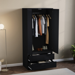 Vida Designs Glinton 2 Door 2 Drawer Black Wardrobe - Size: 2 Door, 2 Drawer - Wilko - thumbnail 5