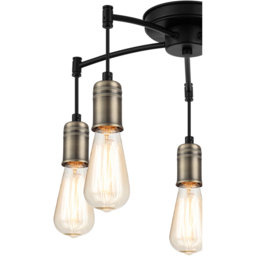 Cosylyte Linton 5 Light Industrial Matt Antique Brass Ceiling Light - Size: 39 x 41 x 11cm - Black - Wilko - thumbnail 5