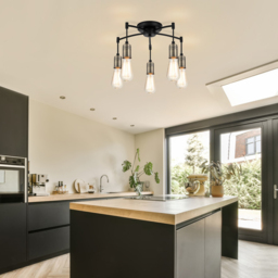 Cosylyte Linton 5 Light Industrial Matt Antique Brass Ceiling Light - Size: 39 x 41 x 11cm - Black - Wilko - thumbnail 7