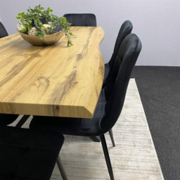 Kosy Koala 6 Seater Velvet Wooden Rectangle Dining Set Black - Multi - Wilko - thumbnail 4