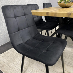 Kosy Koala 6 Seater Velvet Wooden Rectangle Dining Set Black - Multi - Wilko - thumbnail 3
