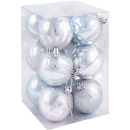 Pack of 12 Angel Whispers Baubles - Silver - Size: 12 Pack - Wilko