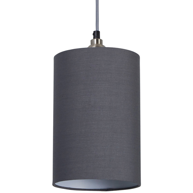 Lighting Collection Yates Dark Grey Cylinder Lamp Shade 16cm - Size: 6.5 x 17.5 x 34cm - Charcoal Grey - Wilko - image 1