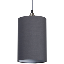 Lighting Collection Yates Dark Grey Cylinder Lamp Shade 16cm - Size: 6.5 x 17.5 x 34cm - Charcoal Grey - Wilko